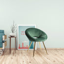 Poltrona 66x61x76 cm in Tessuto Vellultato Oro/Verde Scuro