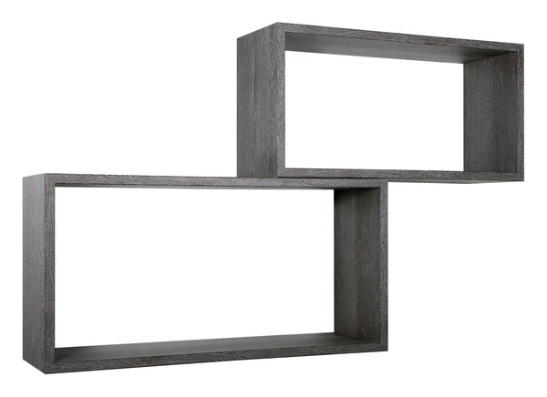 Set 2 Mensole Cubo da Parete Rettangolare in Fibra di Legno Bislungo Rovere Scuro online