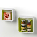 Set 2 Mensola in Legno Stile Desing Moderno Bianco Verde