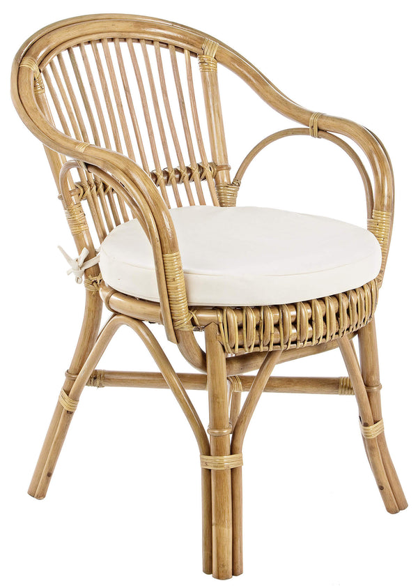 sconto Fauteuil de jardin 57x61x80 cm en rotin avec coussin Barina