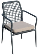 Sedia da Giardino in Alluminio e Corda con Cuscino Vorghini Pisa Grigio Scuro