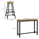 Set 2 Sgabelli Bar e Tavolo Alto in MDF e Acciaio Marrone Rustico e Nero