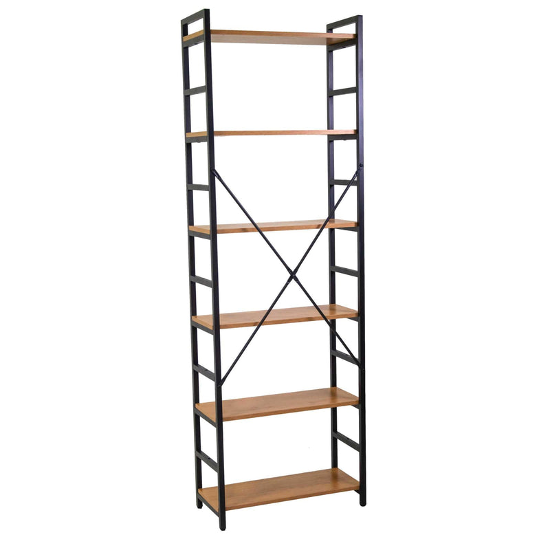 Libreria 6 ripiani 60x28xh184,5 cm in Metallo e Legno Achille Naturale