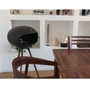 Camino a Bioetanolo da Pavimento Ø50x74 cm SICILY in Stile Nordico in Metallo Nero e Gambe in Legno Rovere