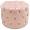 Pouf Poggiapiedi Sgabello Tondo Ø60 cm in Velluto Soriani Rosa Cipria