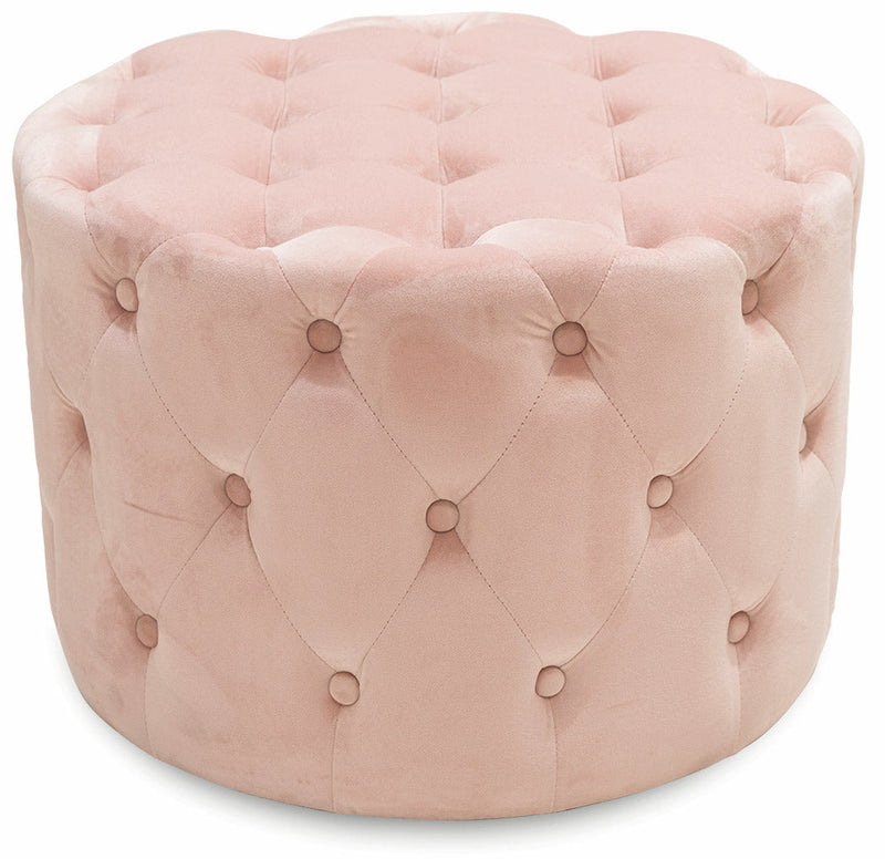 Pouf Poggiapiedi Sgabello Tondo Ø60 cm in Velluto Soriani Rosa Cipria