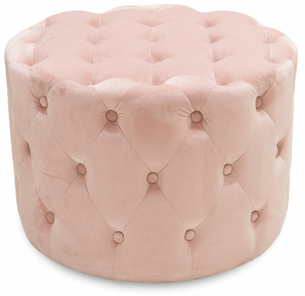 Pouf Repose-pieds Tabouret Rond Ø60 cm en Velours Soriani Rose Poudré online