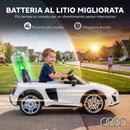 Macchina Elettrica per Bambini 3-6 Anni 12 V Audi R8 Spyder 107x58x44 cm 3-5 km/h con 2 Motori e Telecomando in PP Bianco      