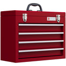 Cassetta Porta Attrezzi 51x22x39,5 cm con 4 Cassetti Vassoio Superiore a Doppia Serratura in Acciaio Rosso      