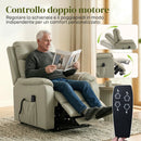 Poltrona Elettrica Alzapersona 87x96x105 cm Reclinabile 170° con 2 Motori Telecomando e Poggiapiedi in Pelle Finta Traspirante Crema      