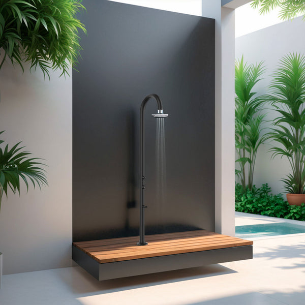 Doccia da Giardino in Alluminio Soffione I-switch Quadrato con Termometro LCD Sined Luna Alu Nero prezzo