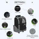 Trolley Zaino Trasportino per Cani e Gatti 42x25x55 cm in Oxford con Rete Traspirante Grigio