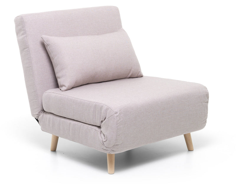 Poltrona Letto Singolo Trasformabile 76x90x80 cm in Tessuto Grigio