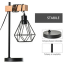 Lampada da Comodino con Paralume in Metallo E14 25x15x48 cm Nera