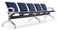 Banc de Bureau pour Salle d'Attente 5 Places avec Coussin en Acier et Simili Cuir Argenté/Bleu Marine