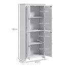 Credenza Mobile Alto Cucina 4 Ante Multiuso 80x40x182cm in Legno Bianco 