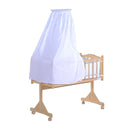 Culla Lettino a Dondolo per Neonati in Legno Naturale con Zanzariera e Biancheria da Letto 