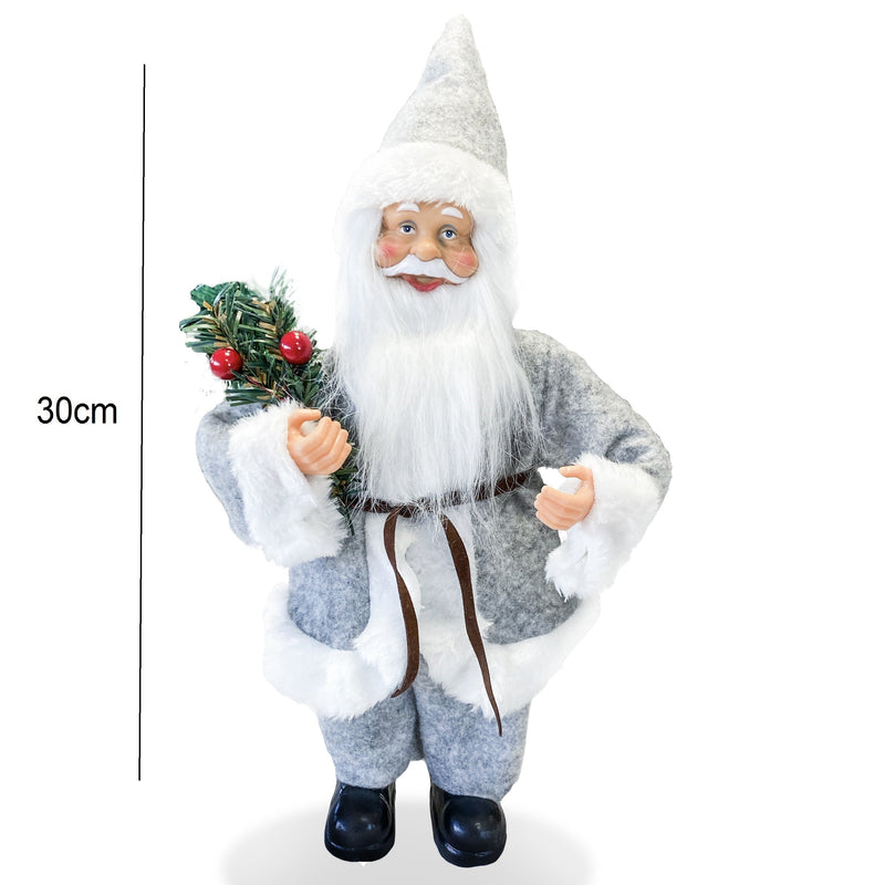 Pupazzo Babbo Natale H30 cm Grigio