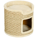 Albero Tiragraffi per Gatti Fino a 5 kg Alto 37 cm a 2 Livelli con Nicchia e Corda in Sisal Cachi      