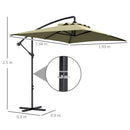 Ombrellone da Giardino Decentrato 294x193 cm con Base a Croce Beige   