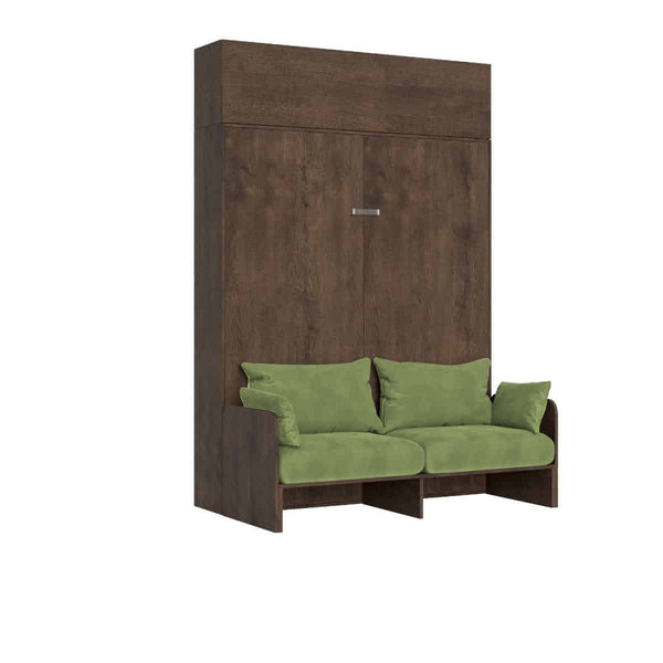 Letto Matrimoniale A Scomparsa 160 Kentaro Con Divano E Pensile Noce e Verde sconto