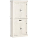 Credenza Alta 80x35x180 cm 2 Armadietti 1 Cassetto Bianco