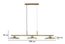Lampadario Emily 3 Luci Vetro Grigio 100x24x18 cm in Ferro e Vetro Oro e Grigio      