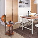 Mobile Portabottiglie Mappamondo Ø44x87 cm in Legno con 3 Ruote  Vintage