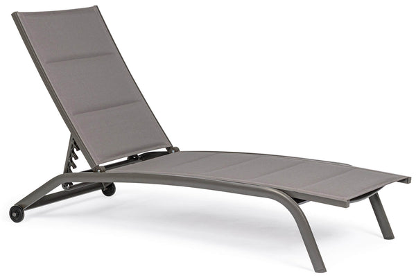 acquista Transat de jardin 61x192x96 cm avec roues en aluminium taupe