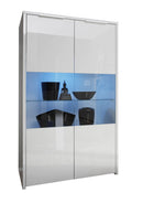 Mobile Alto da Salotto 2 Ante Rifinitura Centrale in Vetro 140x78x42cm TFT  Sorren Bianco Lucido