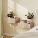 Set 2 Comodini Sospesi Moderni 40x30x15cm con Cassetto in Legno Rovere      