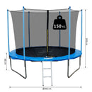 Trampolino Elastico Ø366 cm con Rete di Sicurezza e Pali Imbottiti  J-More