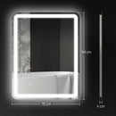 Specchio Bagno 70x90 cm LED Touch con Luce Dimmerabile a 3 Temperature e Antiappannamento      