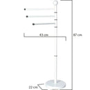 Piantana Portasciugamani da Bagno 87x43x22 cm con 3 Bracci Rotanti in Acciaio Antiruggine Bianco      