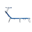 Lettino Mare con Parasole Richiudibile 190x58x27 cm in Alluminio PVC e Poliestere Blu Vieste      