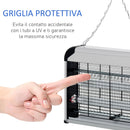 Zanzariera Elettrica 2 Lampade LED 20W Argento e Nero