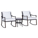 Set Salotto da Giardino in Rattan Sintetico 2 Poltrone a Dondolo e Tavolino Marrone 