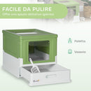 Lettiera per Gatti Chiusa 47,5x35,5x36,7 cm con Vassoio Estraibile e 2 Porte in PP Verde Chiaro   