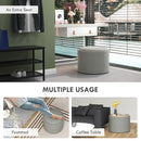 Pouf Contenitore Effetto Lino da 120 kg max 56x56x42 cm con Vassoio a Ribalta in MDF Grigio