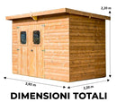 Casetta Box da Giardino 2,76x1,8 m Senza Pavimento in Legno Picea Massello 19mm Tetto in Acciaio Theora