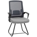 Sedia Ufficio Senza Ruote 57x56x97 cm in Tessuto Rete Trasparente Grigio Scuro      