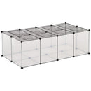 Gabbia per Criceti e Roditori Modulabile 140x70x45 cm in Resina e Acciaio Nero e Trasparente