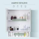 Pensile da Bagno con Specchio 2 Ante 60x15x75 cm in MDF Bianco