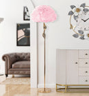 Lampada da Terra Slim Rosa Ø50x165 cm in Ferro e Tessuto Oro e Rosa      