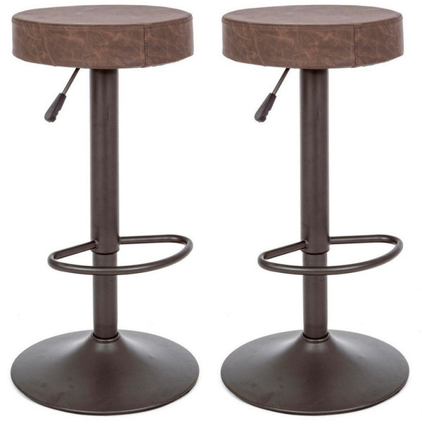Lot de 2 tabourets réglables 35x35x64/85 cm Piper en simili cuir marron vintage prezzo
