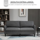Divano 3 Posti 191x79x87 cm con Seduta Profonda e Imbottitura Spessa in Tessuto Grigio Scuro      
