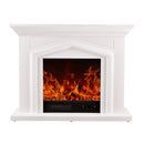 Camino Elettrico da Pavimento 80x100x30 cm Effetto Fiamma 1500W Marco Bianco