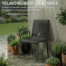 Set 6 Sedie Impilabili 51x69x87 cm Traspiranti con Braccioli e Schienale Alto in Metallo e Poliestere Nero      