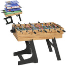 Tavolo da Gioco 13 in 1 Pieghevole con Calciobalilla Ping Pong Hockey Biliardo Scacchi e Altri Noce      