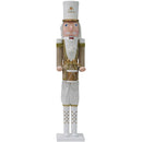 Soldato Schiaccianoci di Natale in Legno Altezza 106 cm Decorazioni Bianco e Oro